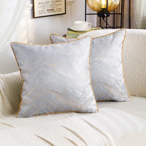HPUK Jacquard Throw Pillow Covers 18x18 Inch, Soft Textured, Set of 2 - color: Hp-grey