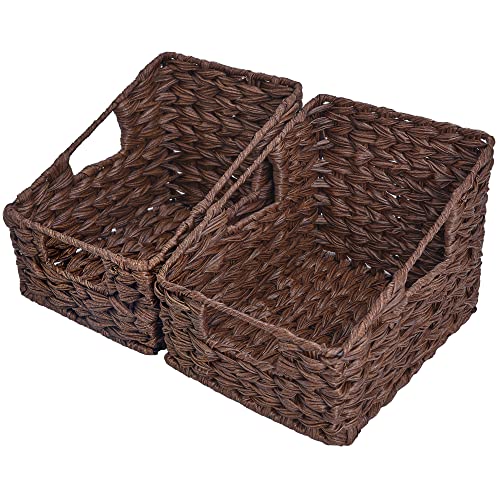 GRANNY SAYS Wicker Storage Baskets, Waterproof Wicker Basket with Handles - color: Brown, size: 2x 10¼"D x 7½"W x 7¼"H