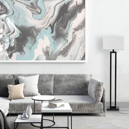 Globe Electric 58" Matte Black Floor Lamp with White Linen Shade - color: Matte Black, D'Alessio
