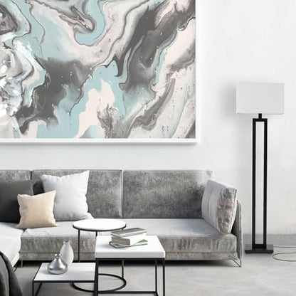 Globe Electric 58" Matte Black Floor Lamp with White Linen Shade - color: Matte Black, D'Alessio