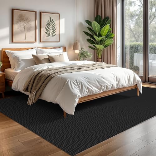 KOZYFLY 6x9 Washable Area Rug, Non Slip Living Room Rug, Black/Grey - color: Black/Charcoal Grey, size: 6' x 9' (Rectangular)