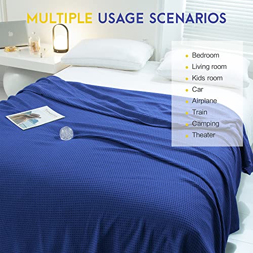 AmyHomie Cooling Waffle Blanket 66"x90", 100% Rayon Derived from Bamboo - color: Blue Violet, size: Twin (66"x90")