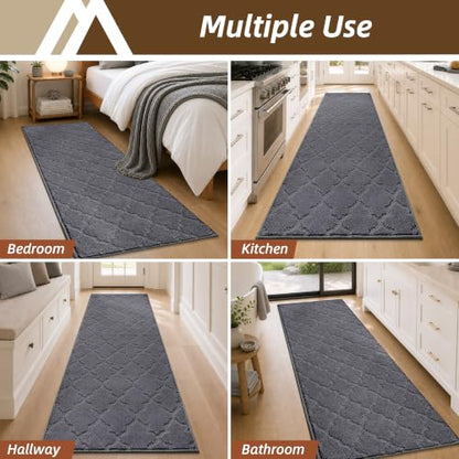 COSY HOMEER Kitchen Runner Rugs Non-Slip Absorbent 24"x72", Dark Grey - color: Dark Grey, size: 24"X 72"