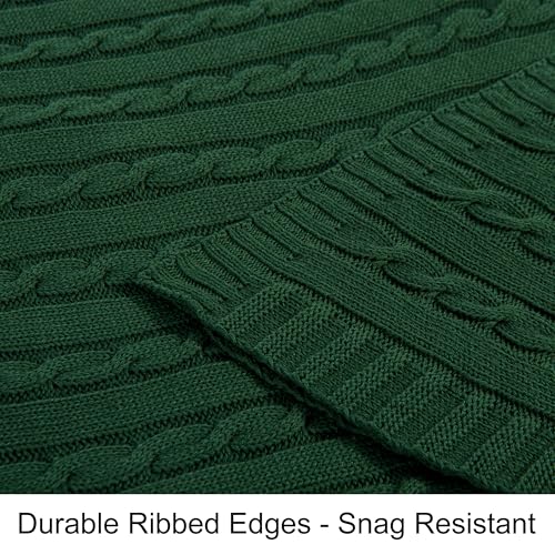 NTBAY Cotton Oversized Cable Knit Throw Blanket, 60 x 80, Dark Green - color: Dark Green, size: Twin(60"x80")