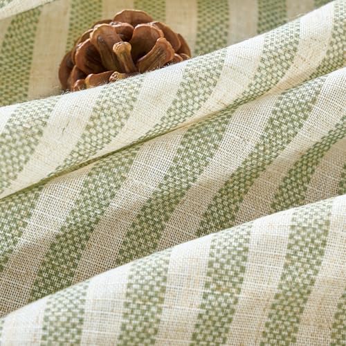 Vangao Linen Striped Curtains for Living Room Bedroom Farmhouse - color: Boxter Striped| Green on Beige, size: 50"W x 84"L (Pack of 2)