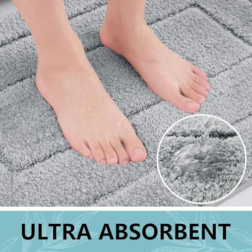 Buganda Microfiber Bathroom Rugs 44x24, Soft Shaggy Absorbent Bath Rugs - color: Grey, size: 44" X 24"