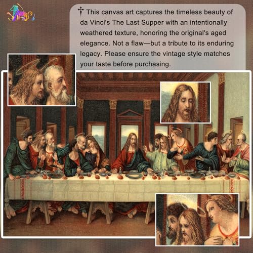 Leonardo Da Vinci Christian Wall Art Last Supper Picture for Dining Room - color: Art-05, size: 18"L x 11.8"W
