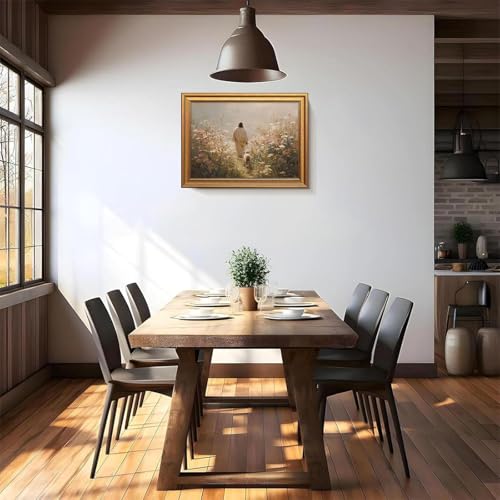 Gold Framed Jesus Wall Art Jesus Leaves The 99 Sheep Pictures 12x16 Inch - color: Jesus, size: 16"L x 12"W