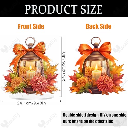 Yunzlly Stand Up Diamond Art Painting Kit, Desktop Gem Painting Ornament Kit for Adults, Tabletop Acrylic Diamond Board Painting (Fall Candle) - color: Fall Candle