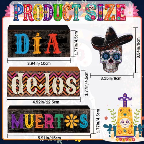 4Pcs Day of the Dead Table Decorations Dia De Los Muertos Sign Decor - style: Day of the Dead