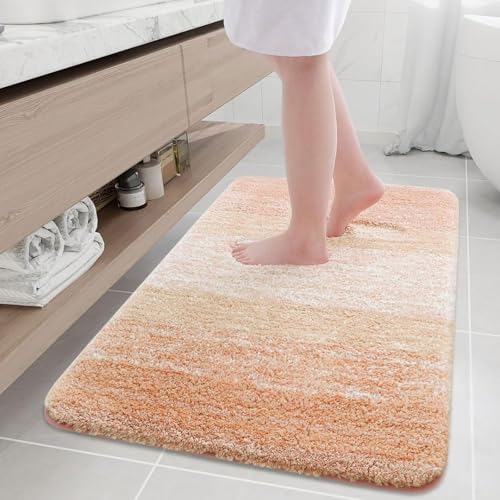Arotive Microfiber Bathroom Rugs, Shaggy Soft Absorbent Bath Rug, 36x24 - color: Peach, size: 36" X 24"