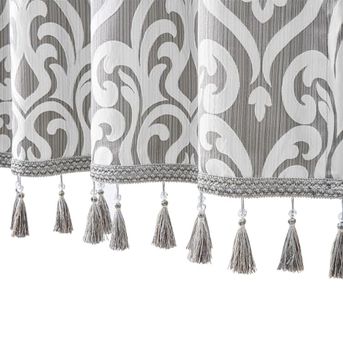 Loom and Mill Modern Damask Valances for Windows, Silver Gray, 54"x18" - color: Silver Gray