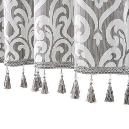 Loom and Mill Modern Damask Valances for Windows, Silver Gray, 54"x18" - color: Silver Gray