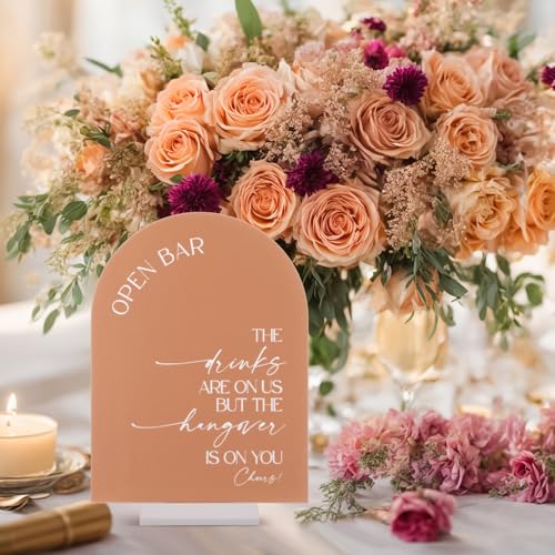 Weysat 4 Pcs Boho Brown Acrylic Wedding Signs for Ceremony Reception - color: Boho Brown