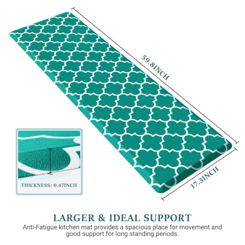 WISELIFE Kitchen Mats and Rugs Cushioned Anti-Fatigue, 17.3"x 60", Green - color: Stylish Green, size: 60"L x 17.3"W x 0.5"Th