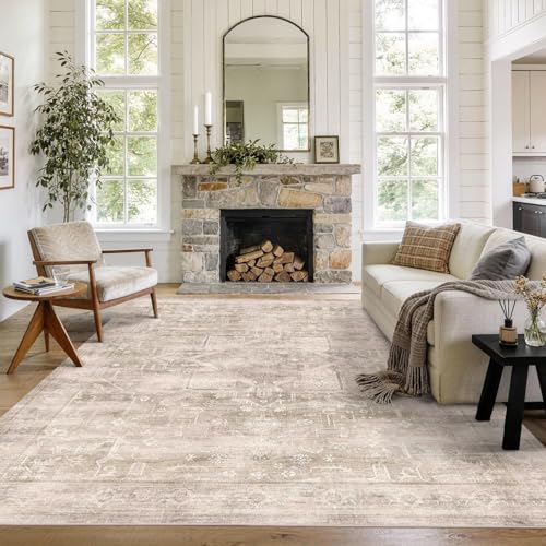 8x10 Washable Boho Area Rug, Light Beige Farmhouse for Living Room - color: Light Beige, size: 8' x 10' (Rectangular)