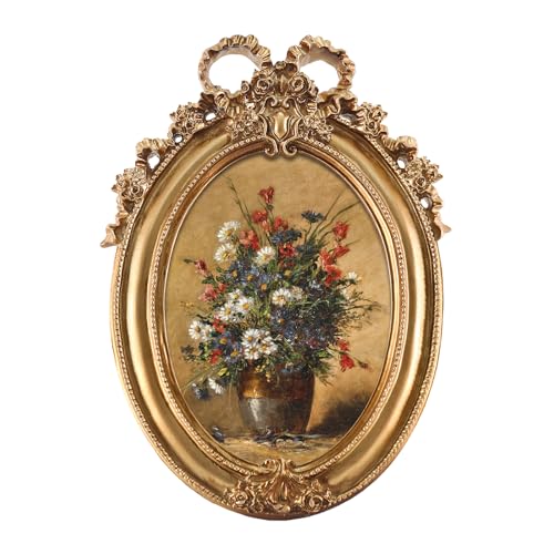 FOLKOR Framed Wall Art Decor for Kitchen Dining Room Bathroom, Vintage Still Life Flower Oil Paintings Prints with Gold Photo Frame, Floral Artwork for Home Office Library Book Shop Decoration, 4x6 - color: Bouquet of Field Flowers, size: 4x6"