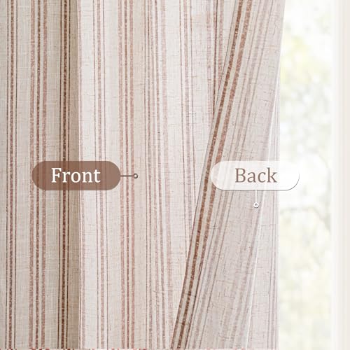 MYSKY HOME Taupe Striped Linen Curtains for Living Room 96 Inches 2 Panels - color: B-taupe, size: 52"W x 96"L (Pack of 2)