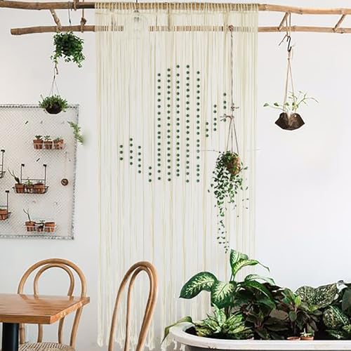 Macrame Curtain Boho Doorway Window Curtain Fiber Art 31" W*70" L - color: Ivory4