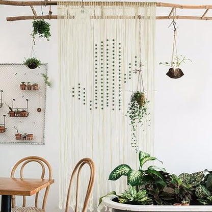 Macrame Curtain Boho Doorway Window Curtain Fiber Art 31" W*70" L - color: Ivory4