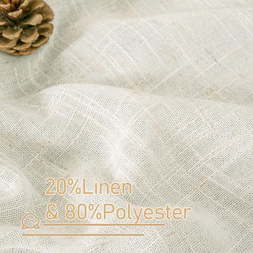 LAMIT Cream Linen Sheer Curtains 36 Inch Length for Windows 2 Panels - color: Cream, size: 34"W x 36"L (Pack of 2)
