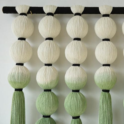 Macrame Wall Hanging Green Dip Dyed Sphericity Cotton Wall Art 39"W*39"L - color: Green