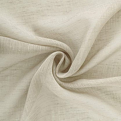 KOUFALL Kitchen Valances for Windows,Linen Sheer Farmhouse Valances for Living Room,Beige - color: Beige