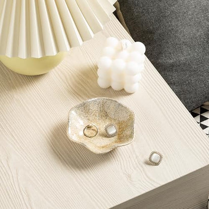Ceramic Ring Dish, Jewelry Trinket Tray for Rings and Earrings - color: Camel Surface