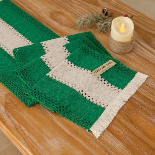 Keketoarrange Christmas Green Boho Table Runner 12x48 Inch - color: Christmas Green, size: 48"L