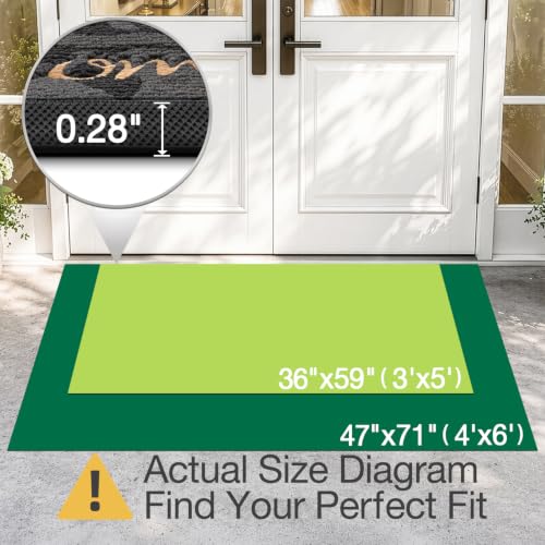 LUMI Outside Welcome Door Mat 47x71, Non-Slip Heavy Duty Dirt Trapper, Grey - color: Grey Gold Leaf, size: 47"x71"