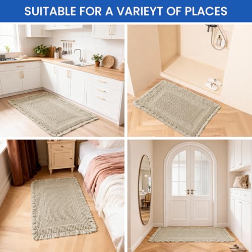 Waffle Bath Mat Non-Slip Brown Bathroom Rugs Hallway Bedroom - color: Brown, size: 17" x 24"