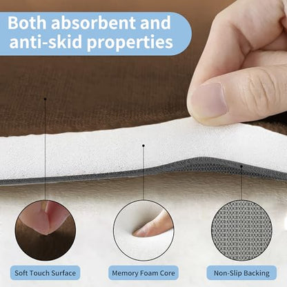 Cupic Cupid Memory Foam Bath Mat 24"×16", Non Slip Bathroom Rugs, Brown - color: Brown, size: 1'4" x 2' (16" x 24")