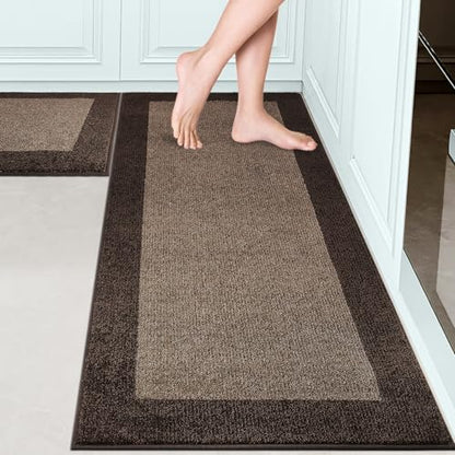 Kitchen Rugs Set (24" x 36"+ 24" x 60"), Runner Rug Roll Packing - color: Brown, size: 24" X 36"+ 24" X 60"