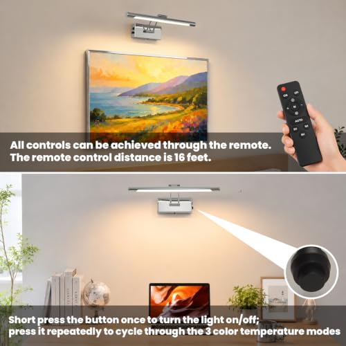 Battery Operated Picture Light for Wall,Chrome 15.7-Inch - color: Chrome, size: 15.7 Inch