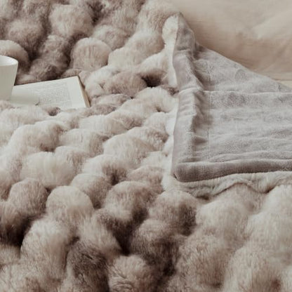 COOVA Soft Bubble Faux Fur Throw Blanket, 50"x60", Tie-dye Brown - color: Tie-dye Brown, size: 50“x60”
