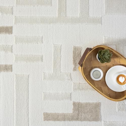 Abani Beige Area Rug - 4' x 6' - Living Room & Bedroom - Geometric Maze Design - Indoor Use - Easy to Clean, Stain Resistant, Non-Shedding - Neutral Collection. - size: 4' x 6' (Rectangular)