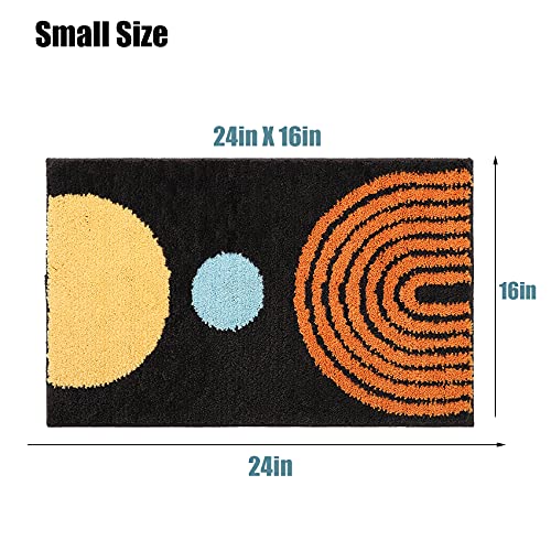 Boho Bathroom Rugs Non-Slip Abstract Bath Rugs Microfiber Cute Mat Black Washable for Tube/Washbasin/Toilet (Black-Moon, 20"X32") - color: Black-moon, size: 1'8" x 2'8" (Oblong)