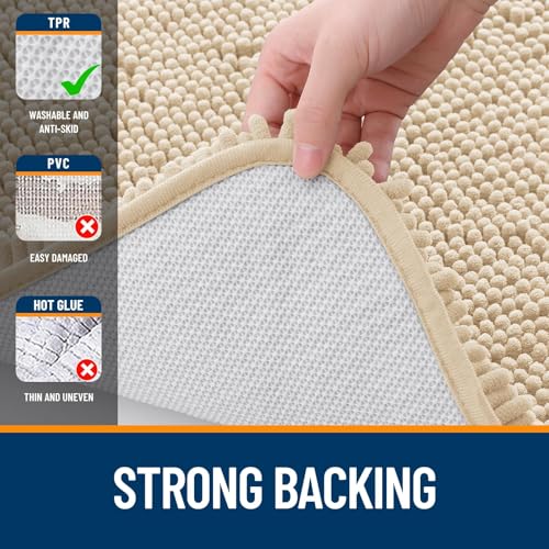 OLANLY Toilet Rugs U-Shaped 20x20, Soft Absorbent Chenille Contour Rugs - color: Beige, size: 20" X 20" Contour Rug