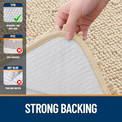 OLANLY Toilet Rugs U-Shaped 20x20, Soft Absorbent Chenille Contour Rugs - color: Beige, size: 20" X 20" Contour Rug