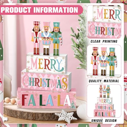 Yousoontic 4 Pcs Christmas Pastel Nutcracker Rustic Farmhouse Decor - style: Nutcracker