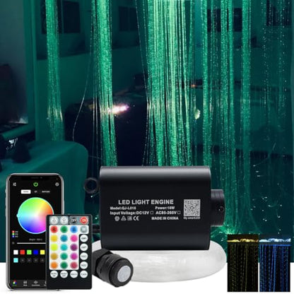 AKEPO 16W RGBW Optical Fiber Curtain Lights Kit, Waterfall Curtain Light for Sensory Room Decoration with Flash Point Fiber Optic Cables 450 Strands 0.03in/0.75mm 13.1ft/4m - size: 450pcs*0.03in*13.1ft