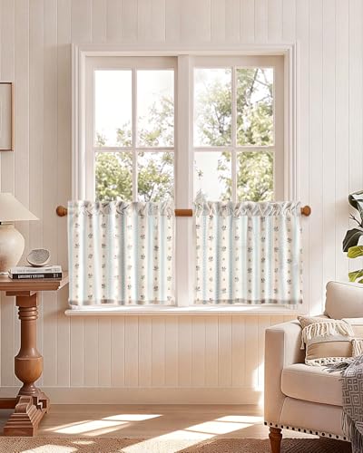Miss Adola 20 Inch Length Kitchen Tier Curtains, Blue Striped - color: Blue Striped, size: 28"W x 20"L (Pack of 2)