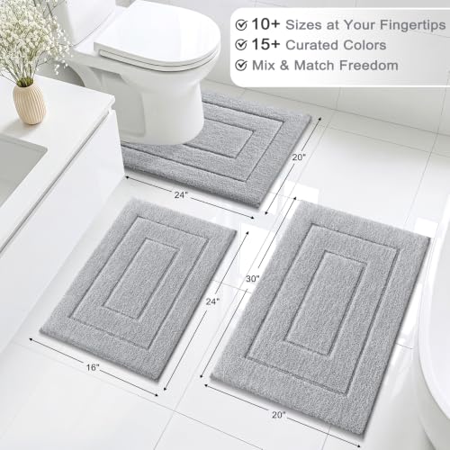 Buganda Microfiber Bathroom Rugs 30x20, Soft Shaggy Absorbent Bath Rugs - color: Grey, size: 30" X 20"