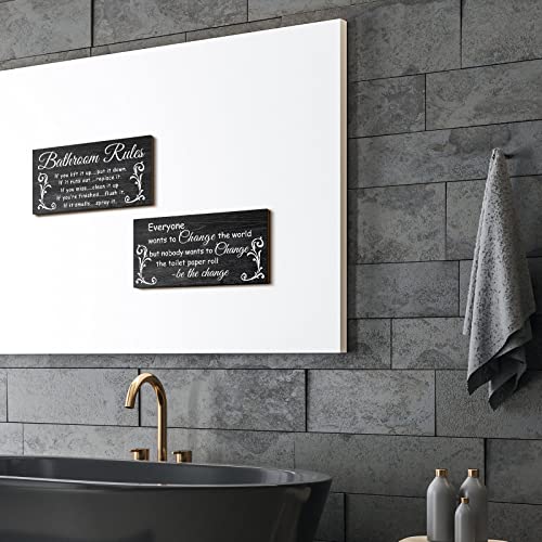 Jetec 2 Pcs Funny Bathroom Decor Black and White Bathroom Wall Decor - style: Dark Style