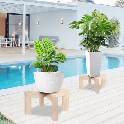 Vigordream Plant Stand, Indoor/Outdoor Wood Plant Holder, Single Flower Pot Stand, Sturdy Planter Stands, Fit 5-12 Inch Pots - size: Fit 5-12inch pots