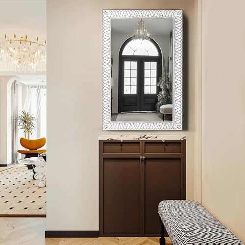 36x24 Inch Farmhouse Rectangle Wall Mirrors with Wooden Frame - color: I - Rectangular - 36x24 in
