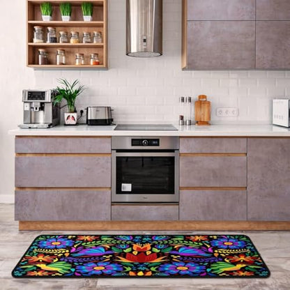 Floral Mexican Birds Doormat Area Rugs Floor Mat for Patio Front Door Entry Garage Kitchen Bathroom 72x24 in - size: 72x24 in