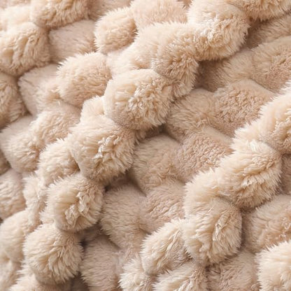 Whale Flotilla Soft Fleece Twin Size Bed Blanket Luxury 3D Jacquard, Camel - color: Camel, size: Twin(60x80 Inch)