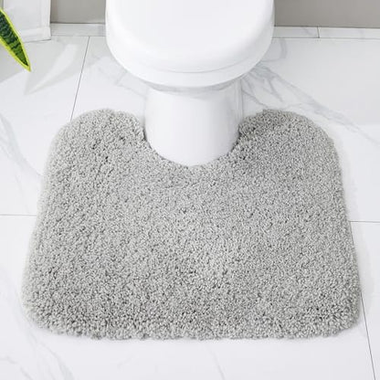 Disolla Toilet Rug 22x24 Gray, Non-Slip Soft Toilet Mat U-Shaped Washable - color: Grey, size: 1'10" x 2' (22''x24'' Toilet Rug)