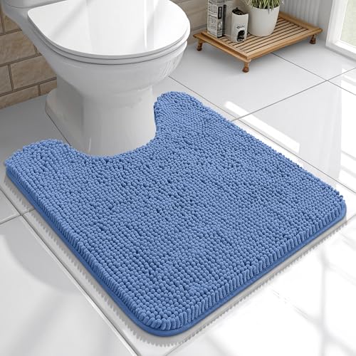 OLANLY Toilet Rugs U-Shaped 20x20, Soft Absorbent Chenille Contour Rugs - color: Cornflower Blue, size: 20" X 20" Contour Rug